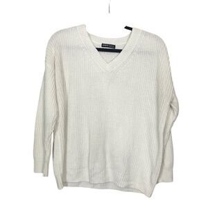 SHEIN White Knit Crocheted Oversized Comfy Lightweight Sweater Size M